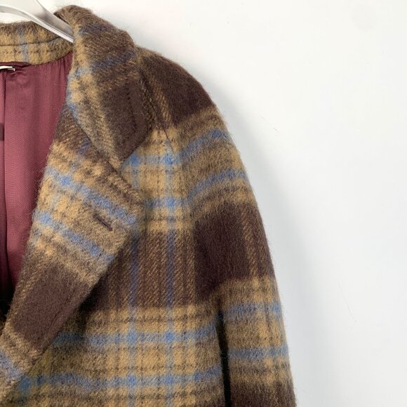 Gucci Color-Block Check Wool Collared Single-Breasted Coat with Belt - Picture 3 of 8